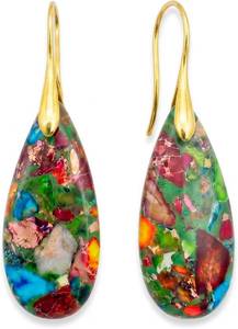 lot 1630 image: Crystal Teardrop Earrings for Women, Copper Hook Dangle, Boho Stone Jewelry
