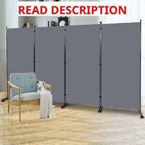 lot 1662 image: $80 4-Panel Folding Room Divider, 71x136 in, UV Fabric, Sturdy Metal Frame