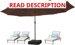 lot 1674 image: $150 Ayge 15FT Patio Umbrella with Base, Double-Sided Rectangle Umbrella, B