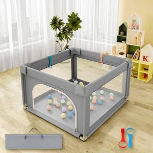 lot 1679 image: Baby Playpen for Babies & Toddlers, 36 x 36 in, Grey, Breathable Mesh, Gate