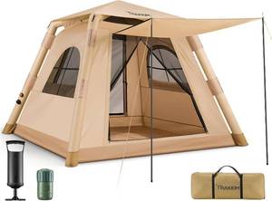 lot 1684 image: $170 Trakiom Inflatable Camping Tent, 2-4 Person, Easy Setup, Auto & Manual