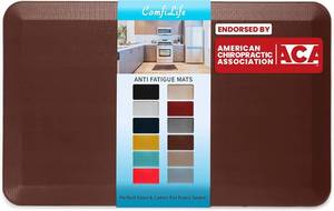 lot 1699 image: $95 ComfiLife Anti Fatigue Floor Mat, 34 Inch Thick, 24 x 70, Brown