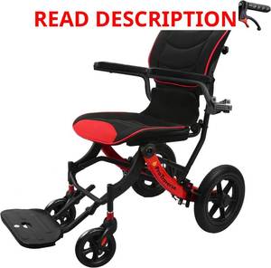 lot 1704 image: $290 Lightweight Foldable Transport Wheelchair with Cushion, 11-Inch Wheels