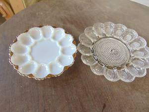 lot 4874 image: Clear and Milk Glass Egg Plates