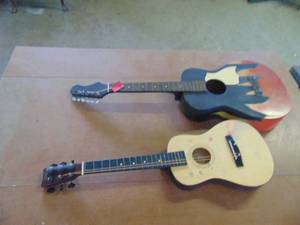 lot 4983 image: Pair of Guitars - both with issues - good for display or props 
