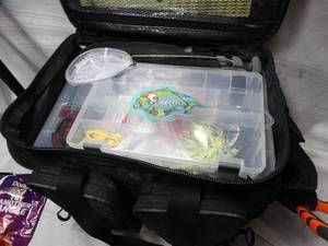 lot 25247 image: Lot of Fishing Lures, Knife and other fishing items