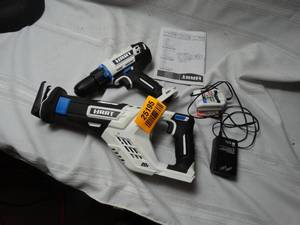 lot 25195 image: HART 20v Power Drill and 20v Cordless Reciprocating Saw