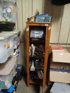 lot 27859 image: Lot Of Misc. Crafting items, includes wooden storage closet.