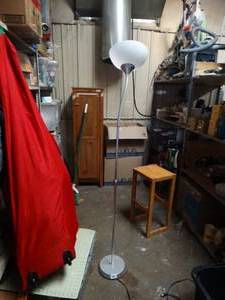 lot 27887 image: Skinny silver Standing Lamp