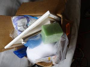 lot 26283 image: Lot of Misc. craft supplies stuffing canvass and more