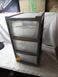 lot 26229 image: 3 storage drawers with wheels for easier movement