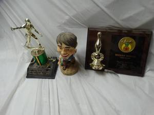 lot 36610 image: Bowling collectibles statue, trophies