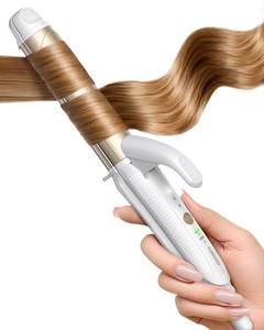 lot 6 image: FURIDEN Lite Dual-Voltage Curling Iron 110V-240V 1 Inch Ceramic Barrel 2-in-1 Curling Iron for Chin to Shoulder Length Hair - Europe Travel for Tight Curls with Clamp - Retail $60
