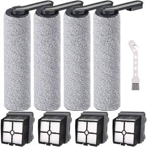 lot 26 image: Brush and Filters Replacement Parts Accessories Compatible for Tineco Floor ONE S5Floor One S5 Pro Cordless Vacuum Cleaner, 4 Roller Brushes, 4 Filters - Retail $25