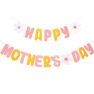 lot 30 image: Mothers Day Felt Banner, Pre-Strung Happy Mother��s Day Banner with Flower,Garland Banner for Mother��s Day Brunch Event - Retail $13