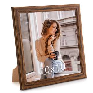 lot 35 image: MOUDAMION 10x10 Wood Frame Brown, Natural Wooden 10x10in Picture Frames, Modern Golden 10 x 10inch Gallery Photo Pic Frame with HD Plexiglass, Horizontal Vertical Wall Mounting Tabletop Display 1Pcs - Retail $14