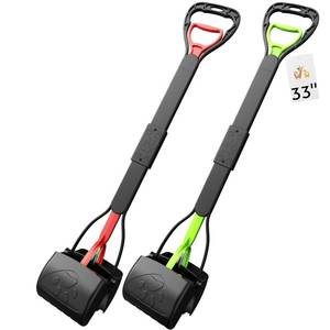 lot 42 image: 33 Pooper Scooper 2 Pack, XL Tall Handle No Touch Dog Pooper Scooper for Large Small Dogs, Durable Spring & Lightweight, Large Pooper Scooper for Dogs Heavy Duty, Portable Dog Poop Pick Up Tool - Retail $28