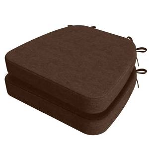 lot 49 image: AAAAAcessories D-Shaped Chair Cushions, 2 Thick Dining Chair Pads with Ties and Removable, Machine-Washable Cover, 17 x 16, Set of 2, Brown - Retail $37