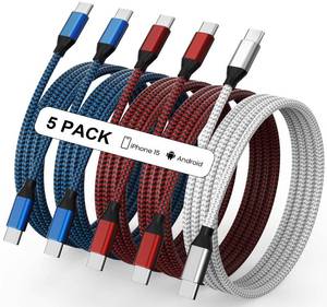 lot 50 image: USB C to USB C Cable Nylon Braided 60W 336610 FT USB Type C Fast Charging Cable for iPhone 1717 Pro MaxAir1616 Plus16 Pro Max1515 Plus15 Pro Max, MacBook, iPad, Samsung S25S2423 - Retail $8