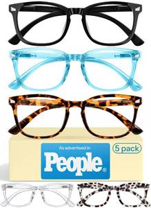 lot 61 image: CCVOO 1.5 Reading Glasses for Women, Eye Glasses, Blue Light Readers, Cheaters - Retail $12