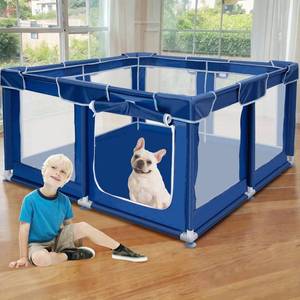 lot 72 image: 50x50x32 Inches Puppy Playpen with Gate, Dog Playpen for Puppies or Small Dogs, Dog Fence Pet Playpen for Indoor & Outdoor, Sturdy Safety - Retail $70
