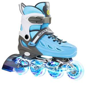 lot 79 image: SUPER YOUNGSTER Adjustable Inline Skates for Boys Girls Ages 4-12 with Light Up Wheels, Roller Skates Blades for Youth Kids Indoor & Outdoor Beginners - Retail $60