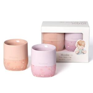 lot 95 image: Moonkie Silicone Baby Cups 4 Months  Tiny Open Training Cups for Infants with Confetti Sprinkles  Baby-Led Weaning Essential  2 oz (BlushSoft Lilac, 2 Pack) - Retail $15