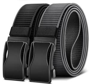 lot 105 image: ONE PACK Mens Ratchet Belt Reversible,Web Nylon Casual Belt for Gift Men Golf Hiking Pants Jeans 2 In 1(BlackGray,38-44 Waist Adjustable) - Retail $20