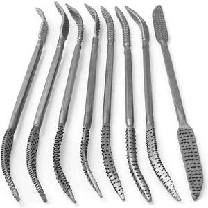 lot 112 image: CLAHJQX 8pcs Wood Files and Rasps, Wood Carving Kit, Double Ended Riffler Rasp Set, Special Shaped File Set for Woodworking - Retail $15
