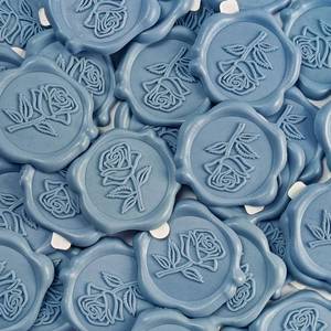 lot 114 image: Pilloze 50 Pcs Adhesive Blue Rose Wax Seal Stickers, Blue Rose Seal for Envelope, Wedding Invitation Stickers for Envelope, Invitation, Scrapbook - Retail $12