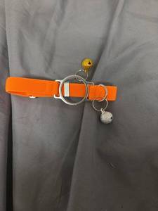 lot 118 image: Airtag Cat Collar Breakaway, Reflective Cats Collars with Apple Air Tag Holder and Bell, Cat GPS Tracker Adjustable Collars with Safety Quick Release Buckle for Cats and Puppies (7.5-10.5 Inch,Orange) - Retail $17