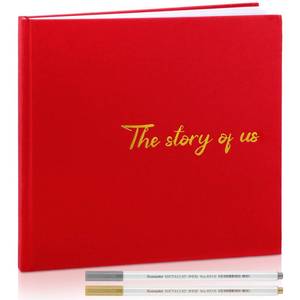lot 134 image: Colarr Hardcover Couples Scrapbook 144 Pages 8.7 x 8.7 Wedding Couples Photo Album Scrapbook Journal for 1 Year Wedding Memory Anniversary Photo Book Gift with 2 Markers(Red) - Retail $18