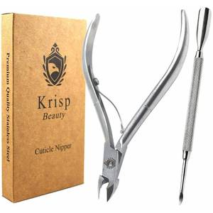 lot 144 image: Cuticle Trimmer - Professional Nail Cuticle Nippers Cuticle Pusher Cuticle Cutter Scissors Sharp 34 Jaw Remover Clippers Stainless Steel Manicure Pedicure Tools Fingernails Toenails by Krisp Beauty - Retail $8