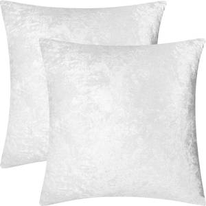 lot 149 image: 2 Pack 16x16 Pillow Cover Velvet Pillow Covers, Square Throw Pillow Covers for Living Room Decorations Throw Pillow Case, Throw Pillow Cover Cushion Cover for Home Sofa Bedroom Car, Silver White - Retail $10