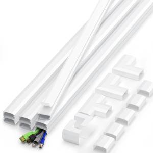 lot 150 image: YCLYC 110in Cord Covers for Wires on Wall Kit, Simple Setup Wire Hider - Retail $13