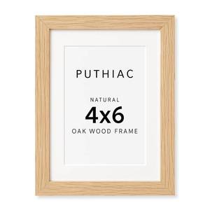 lot 156 image: puthiac 4x6 Solid Oak Wood Picture Frame, Fits 3x5 with Mat or 4x6 Without Mat, Wall or Tabletop Display with Stand, Vertical or Horizontal, Plexi Front, 1 Pack, Natural Oak - Retail $8