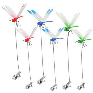 lot 165 image: 6 Pack Dragonfly Clip,3D Dragonfly Garden Stakes Decor,Fly Deterrent,Humming Bird Stakes,Deer and Horse,Bird and Fly Scare Devices for Indoor Outdoor Garden - Retail $7