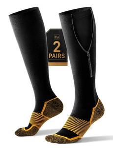 lot 169 image: 2 Pairs Easy On Zipper Compression Socks 20-30 mmHg for Women & Men (YKK Zipper) - Medical Support Socks for Circulation, Swelling, Edema, Varicose Veins & Recovery - Retail $31