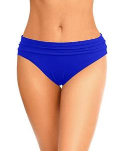 lot 173 image: Zmart Womens Ruched Bikini Bottoms, Scrunch Full Coverage Fold Over Mid Rise Waisted Swimsuits, Tummy Control Ruffle Bathing Suits Swim Bottoms for Women Royal Blue XL - Retail $18