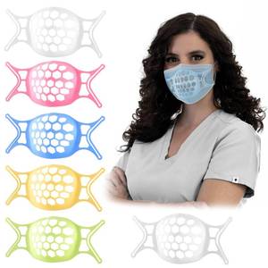 lot 199 image: 3D Face Mask Bracket Mask Guards for Under Mask Spacers for Under Mask Mask Insert Support for Women to Keeps Fabric off Mouth Silicone 6PC Multi Color - Retail $9