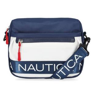 lot 204 image: Nautica Womens Nylon Bean Bag CrossbodyBelt Bag With Adjustable Shoulder Strap, IndigoWhite, One Size - Retail $24