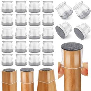 lot 206 image: 24 Pcs Chair Leg Floor Protectors Round, Silicone Felt Furniture Leg Pads Caps Covers for Hardwood Floors (Fit 1516 to 1-516) - Retail $16