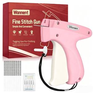 lot 214 image: Stitch Gun for Clothes Stitchy Tagging Gun for Clothing Stitchy Quick Clothing Fixer -Includes 1,000 Black Fasteners & 1,000 White Fasteners & 6 Needles(PinkFloralWhite) - Retail $13