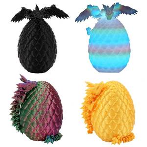 lot 228 image: TXB3DOK 4PCS 3D Printed Dragon with Wings and Egg ��DND Dice Sets,Surprise Mini Mystery Dragon Egg, Cool Flexible Animals Fidget Toys,Crystal Dragon Easter Basket Stuffers for Boys Girls - Retail $10