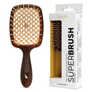 lot 229 image: Janeke Superbrush Detangling Brush for Soft Smoothing Hair Brushing with Anti-Static Bristles - Vented Wet Hair Brush for Blow Drying Use - Perfect for Curly, Thick, Wavy, Fine Hair Types (Caramel) - Retail $30