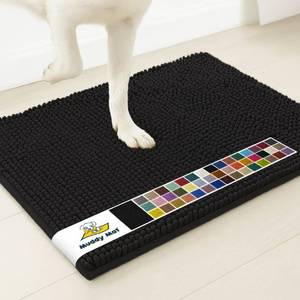 lot 230 image: Muddy Mat�  Super Water Absorbent Door Mat Indoor, Microfiber Quick Dry Chenille Entryway Rug, Slip Resistant Front Door Mat, Indoor Mats for Entryway, Machine Washable Pet Rug, Black 30x19 - Retail $25