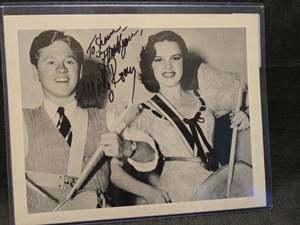 Mickey Rooney Signed Black & White Photo with Female Co-Star