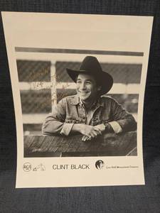 lot 3767 image: Clint Black Signed 8x10 Promo Photo with Personal Inscription