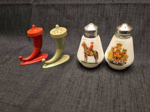lot 50136 image: Canadian Royal Souvenir Salt and Pepper Shakers with Horn-Shaped Dispensers