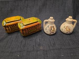 lot 50137 image: Ceramic Salt Pepper Shakers and Decorative Train Cars Set